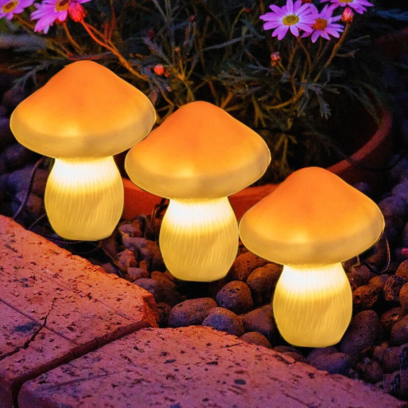 Solar Mushroom Light Garden Outdoor Decor 2 Modes Waterproof Lamp Pathway Landscape Yard Easter