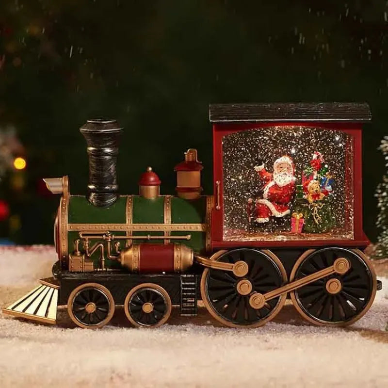 Santa Claus Snowman Christmas Gift Eve Music Box Train Crystal Ball Ornaments Table Decoration