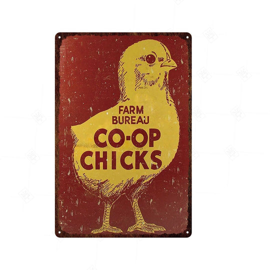 Vintage Chicken And Fresh Eggs Tin Sign: Farmhouse Kitchen Farm Wall Art Decor 12 / 20X30Cm Painting