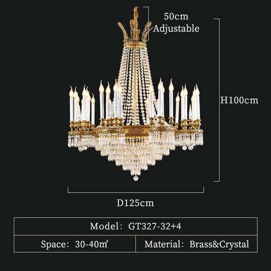 Dynasty - Rococo Brass Palace Decoration Gold Pendant Lamps Luxury Candle Light Wedding Chandelier