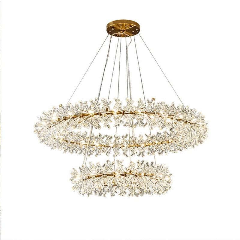 Luxurious Crystal Flower Ceiling Chandelier - Led Indoor Lighting For Home Decoration