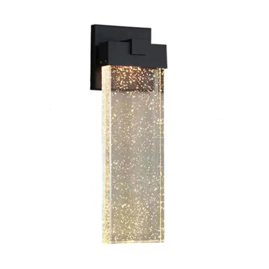 Modern Led Waterproof Wall Light With Essence Bubble Glass - Matte Black Finish Indoor/Outdoor Wall