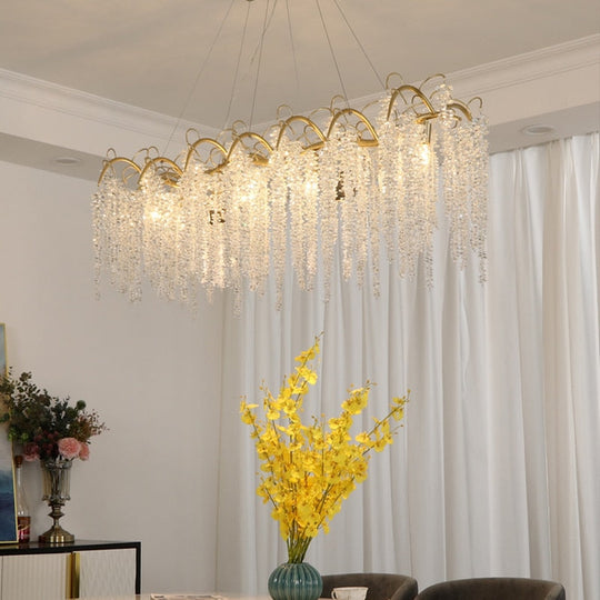 Crystal Wistaria Led Lights Ceiling Chandeliers New Luxury Gold Remote Control Hanging Lamps Home