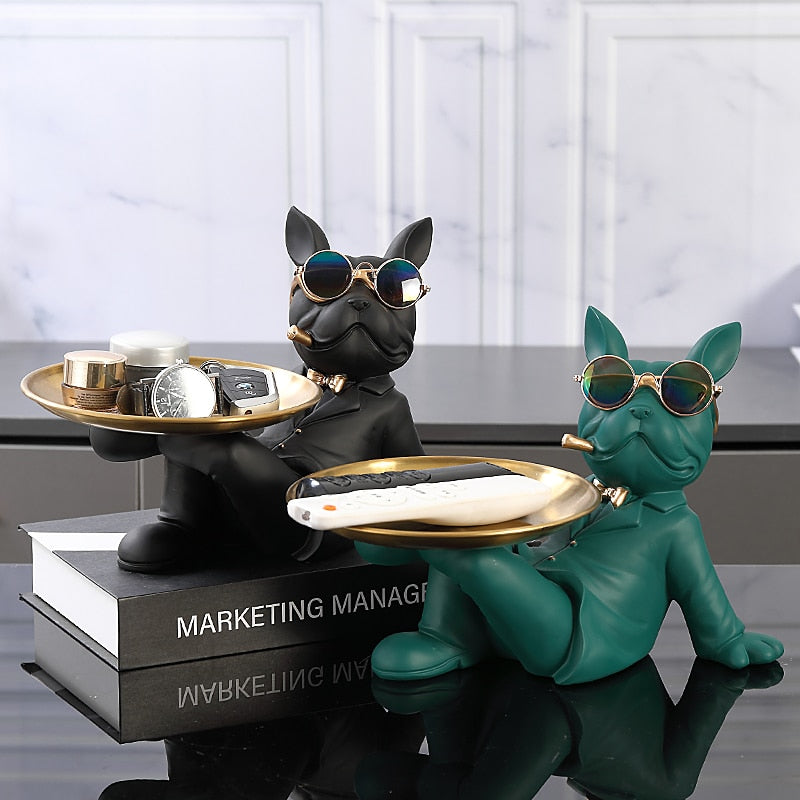 French Bulldog Resin Statue - Decorative Sculpture For Home Animal Figurine Decor Essentials