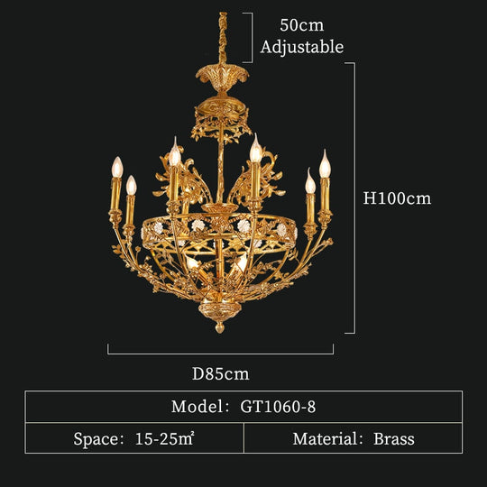 Zara - European All Copper Chandeliers French Luxury Crystal Villa Living Room Restaurant Bedroom