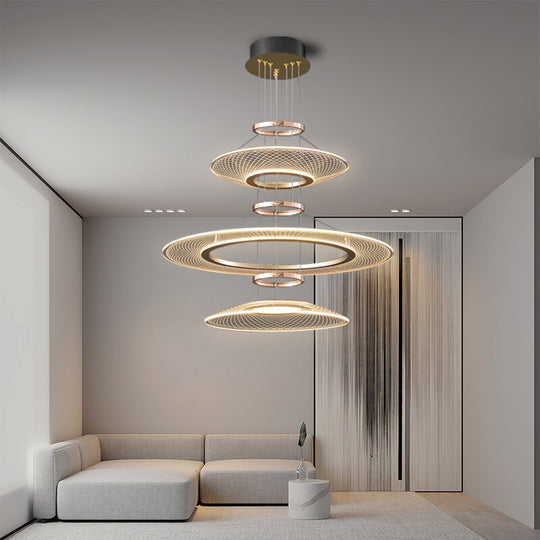 Multi Tier Double Height Modern Ceiling Lights Led Chandeliers For Living Room Apartment Kitchen