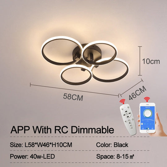 Modern Ring Round Led Ceiling Lamp For Dining Bedroom Living Room With Remote Control Nordic