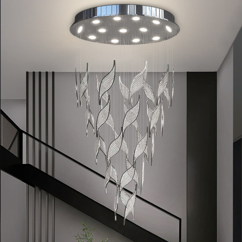 Creative Crystal Chandelier For Staircase Modern Led Home Decor Indoor Lighting Round Luxury New