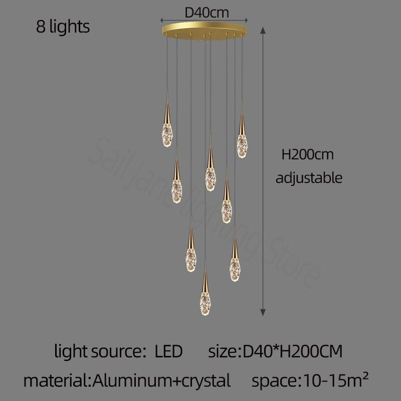 Diamond Crystal Chandelier Gold Interior Designer Living Room Lamp Villa Restaurant Attic Modern