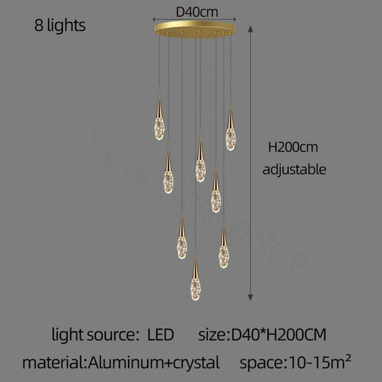 Diamond Crystal Chandelier Gold Interior Designer Living Room Lamp Villa Restaurant Attic Modern