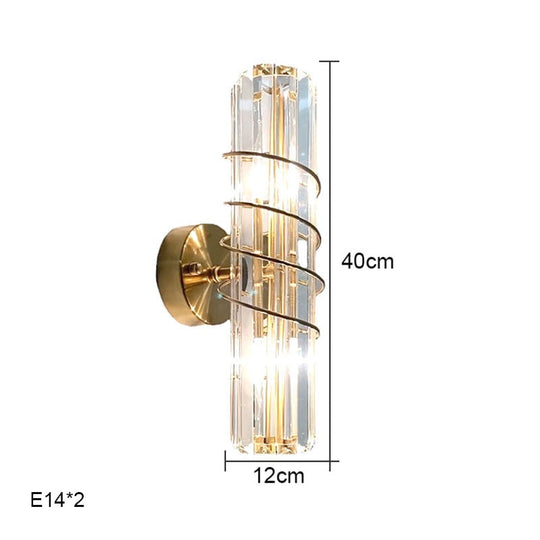 Modern Light Luxury Cylindrical Crystal Wall Lamp Living Room Decoration Tv Lighting Bedroom Study