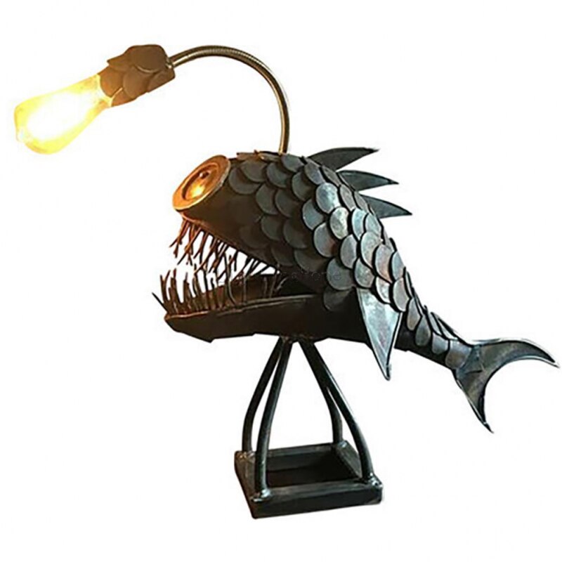 Artistic Angler Fish Night Light - Flexible Lamp Head Table Lamps For Cafe Bar Home Art Retro Usb