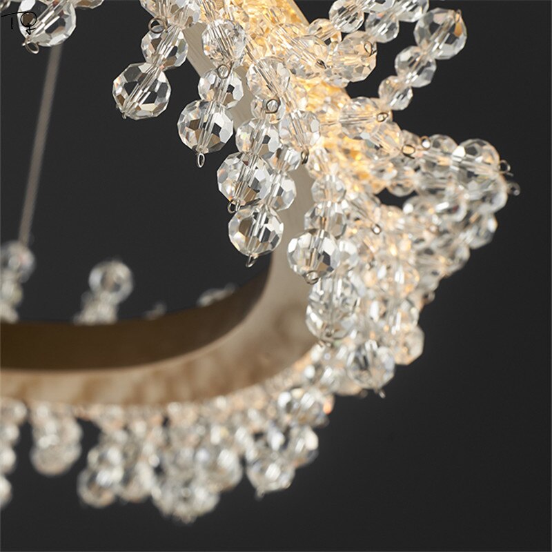 American Fashion Fire Crystal Flower Ring Chandelier Lighting Modern Luxury Simple Suspension