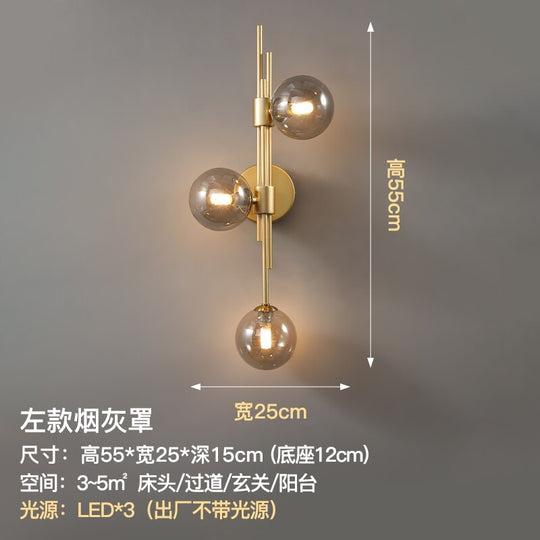 Luxury Modern Minimalist Glass Decorative Wall Lamp Gold Lustre Led Indoor Lighting Bedroom Bedside