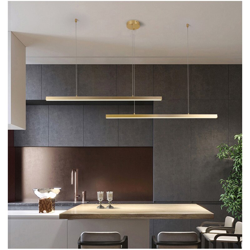 Modern Led Linear Ceiling Chandeliers Dining Room Living Bedroom Hanging Light Kitchen Pendant Lamp