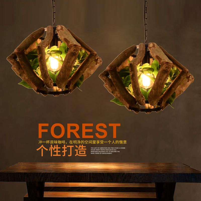 Retro Wooden Lamp Clear Bar Restaurant Green Planting Barbecue Shop Creative Window Plant