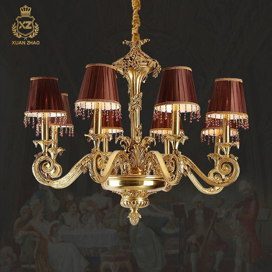 Haley - European Style Brass Hanging Ceiling Lamp Led Lighting Fixtures Classical Hotel Chandelier