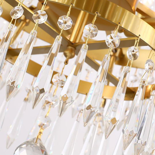European Classical Design Living Room Decoration Pendant Light Led Crystal Brass Chandeliers