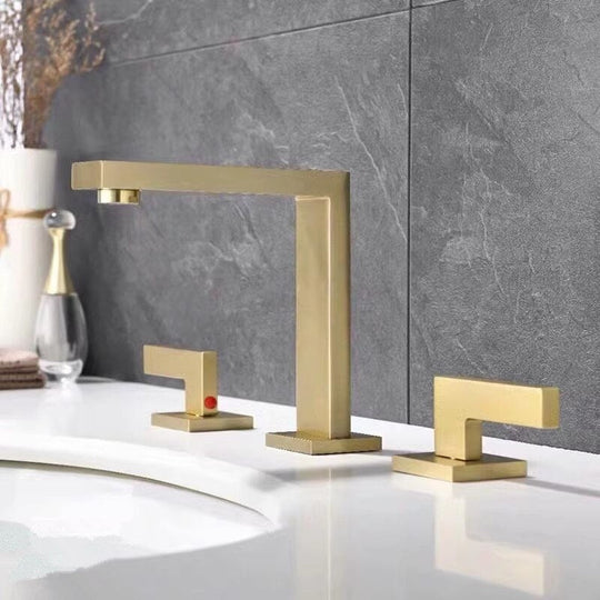 Black Basin Faucet Total Brass Brushed Gold Bathroom Antique Sink Faucets 3 Hole Hot And Cold