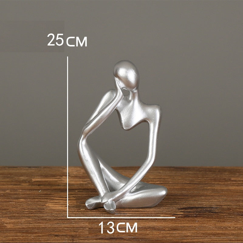 Nordic Abstract Thinker Statue: Modern Handcrafted Resin Art For Home And Office L - C - 01 Decor