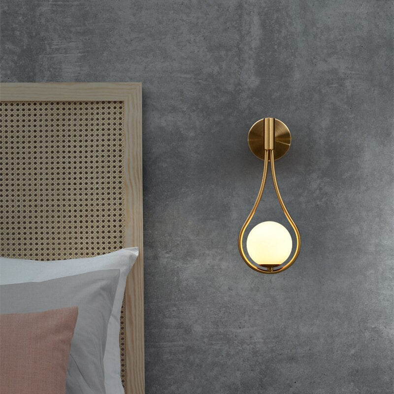 Modern Glass Ball Wall Light In Gold Black Lamp