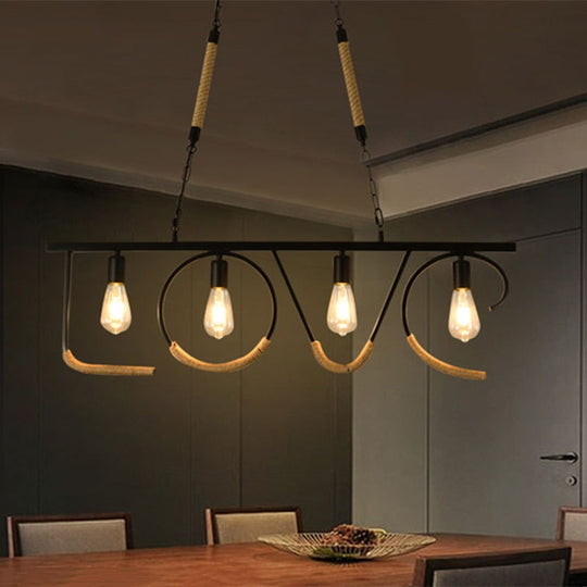 Hemp Rope Industrial Multiple Heads E27 Led Pendant Lamp Coffee Store Bar Loft Dining Room Wrought