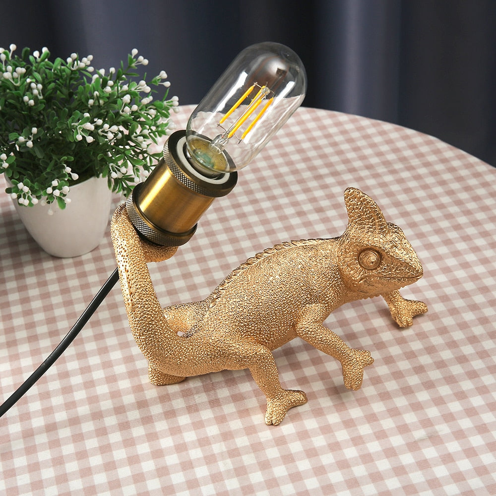 Nordic Resin Chameleon Table Lamp - Modern Led Desk Night Light For Living Room And Bedroom Decor