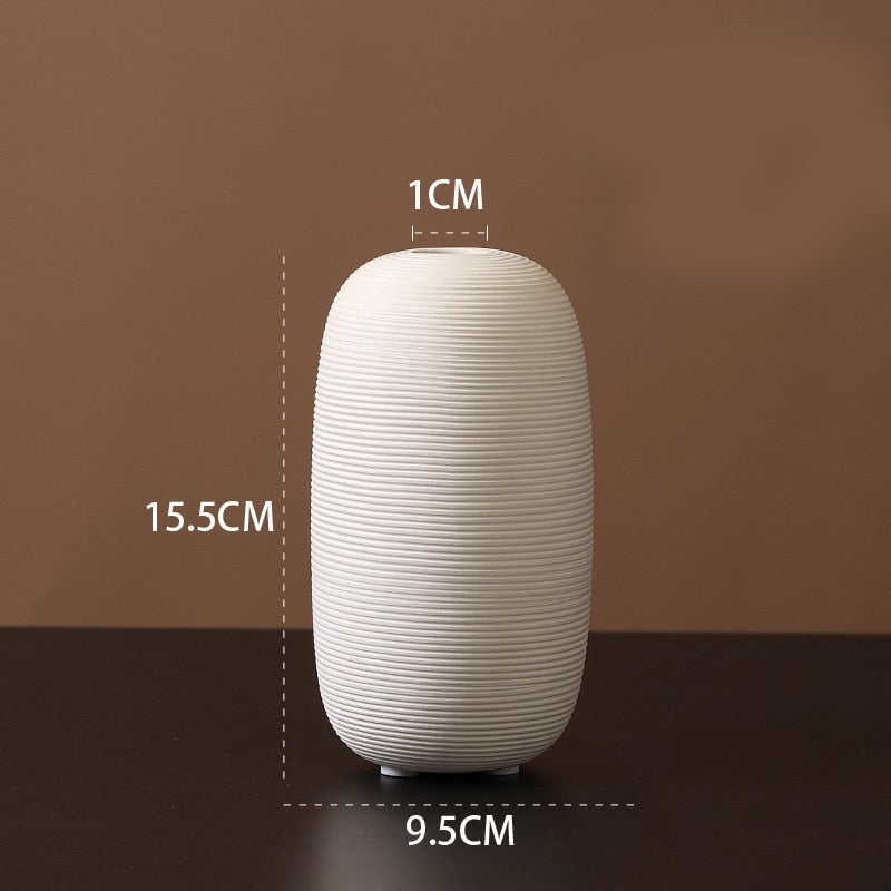 Minimalist Handmade Zen Ceramic Vase: Modern Decorative Art For Living Room And Home White A