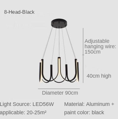 Modern Led Pendant Light Living Room Lighting Atmospheric Designer Villa Creative Bedroom Fixture