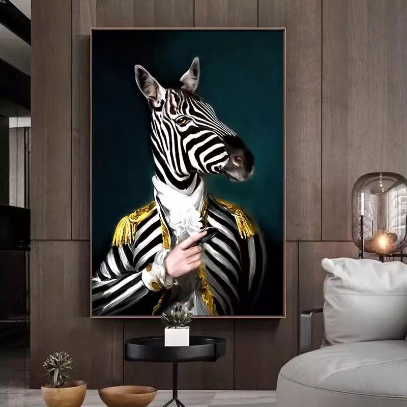 Animal Art Canvas Poster - Zebra Lion Elephant Oil Prints For Living Room Decor Printings