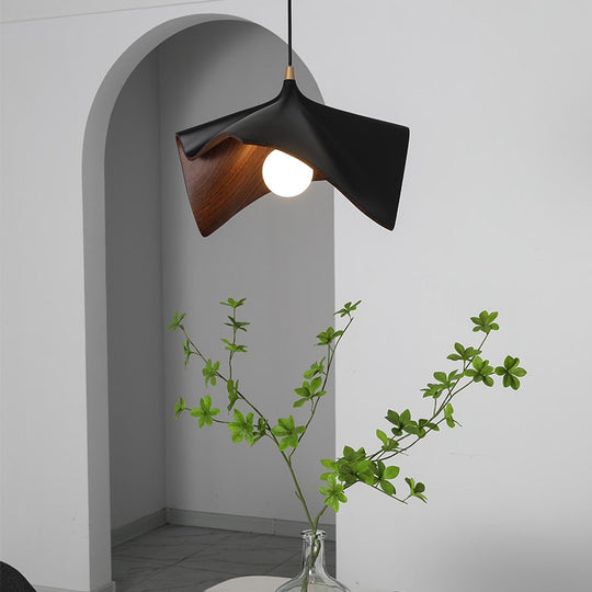 Nordic Simple Single Head Chandelier Creative Leaf Resin Pendant Lamp Home Stay Dining Bedroom Study