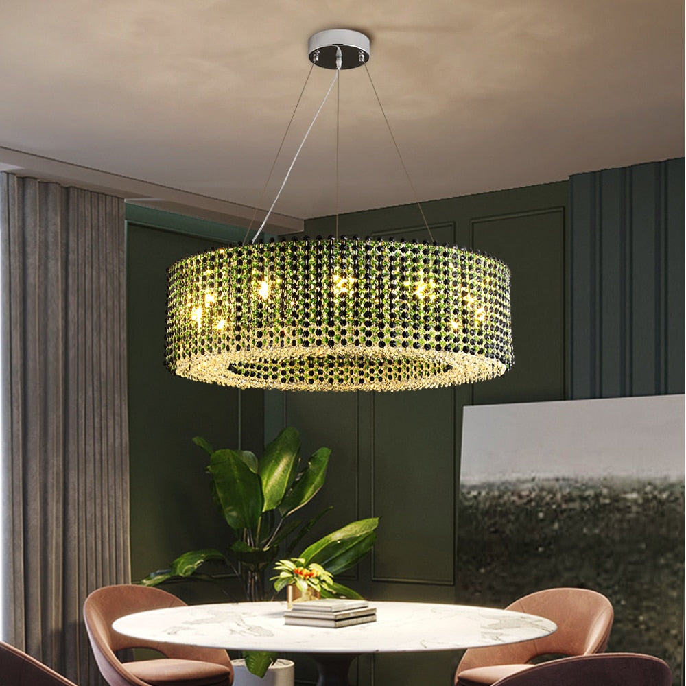 Luxury Green Creative Chandelier For Living Dining Room Home Decor Modern Round Hanging Lamp Led