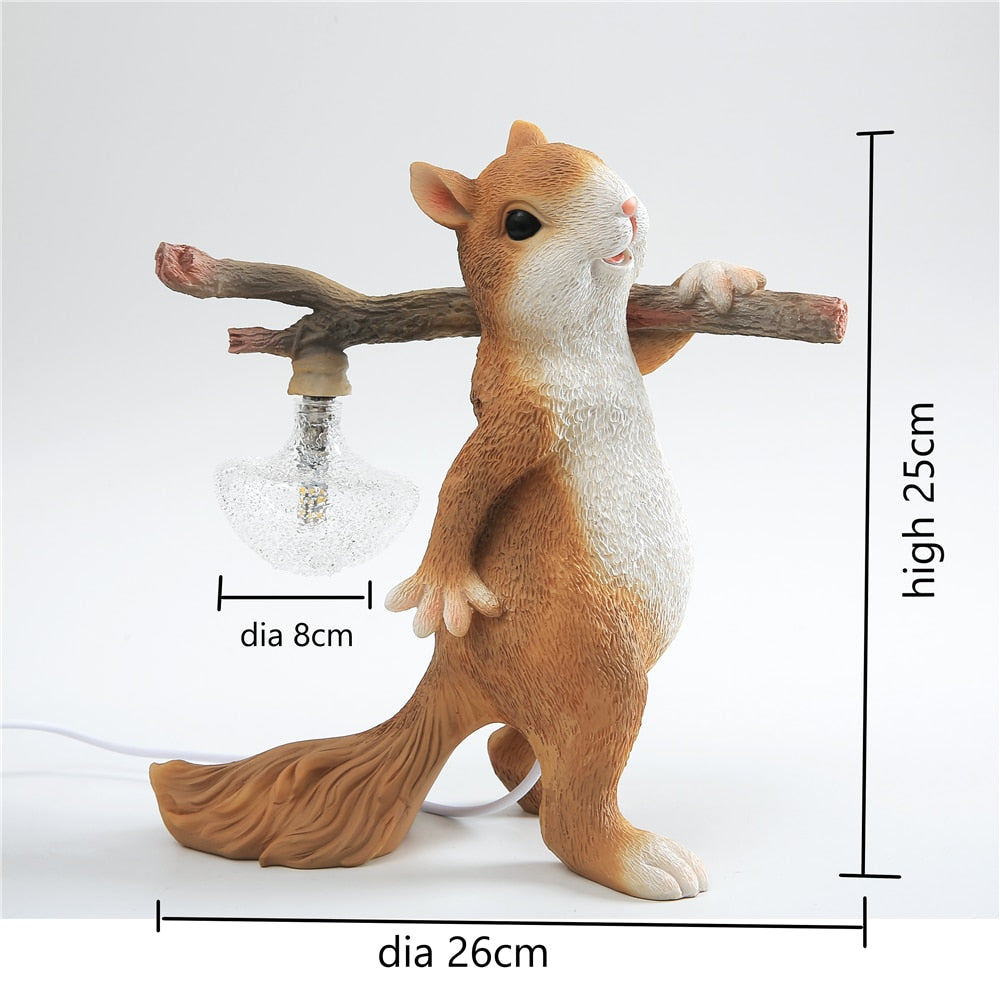 Resin Squirrel Led Night Light - Children’s Room Table Decor Animal - Themed Desk Lamp Bedside