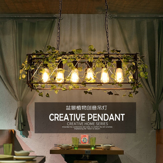 Music Atmosphere Restaurant Chandelier Green Plant Retro Lndustrial Hot Pot Milk Tea Shop Flowers