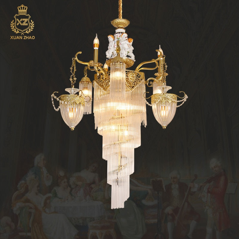 Maxine - Baroque Classic Fancy Light Luxury Oversize Pendant High Ceiling Chandeliers Pendants Lamp