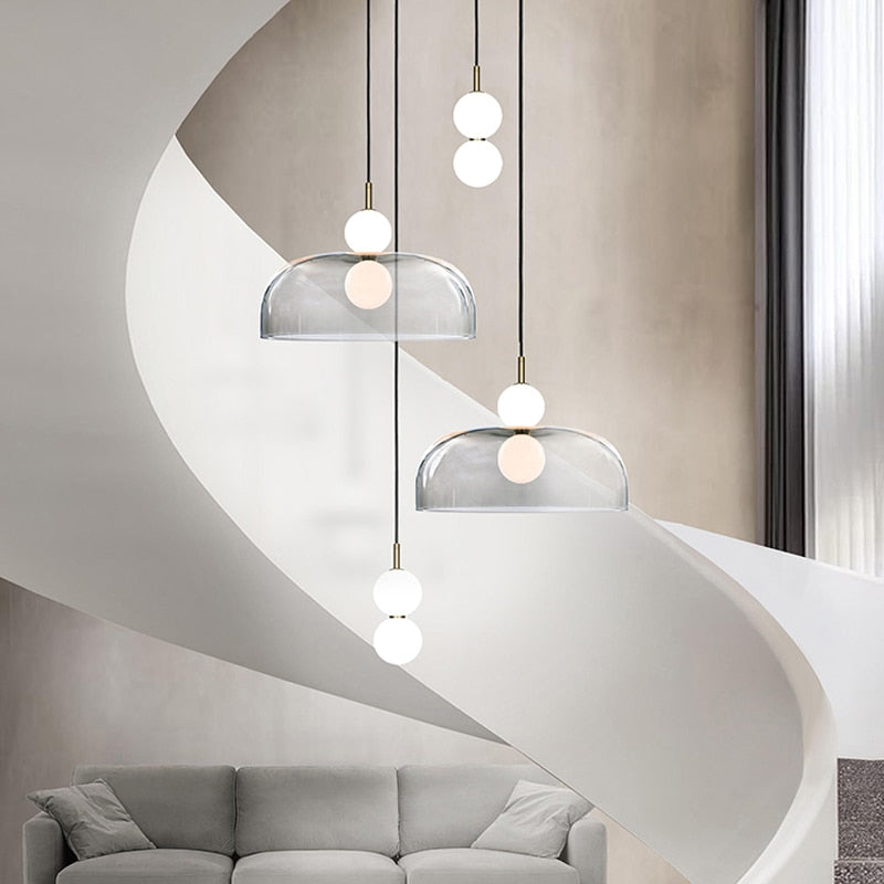 Duplex Stairwells Glass Pendant Light Post - Modern Lamp Bedside Living Room Bedroom Corridor