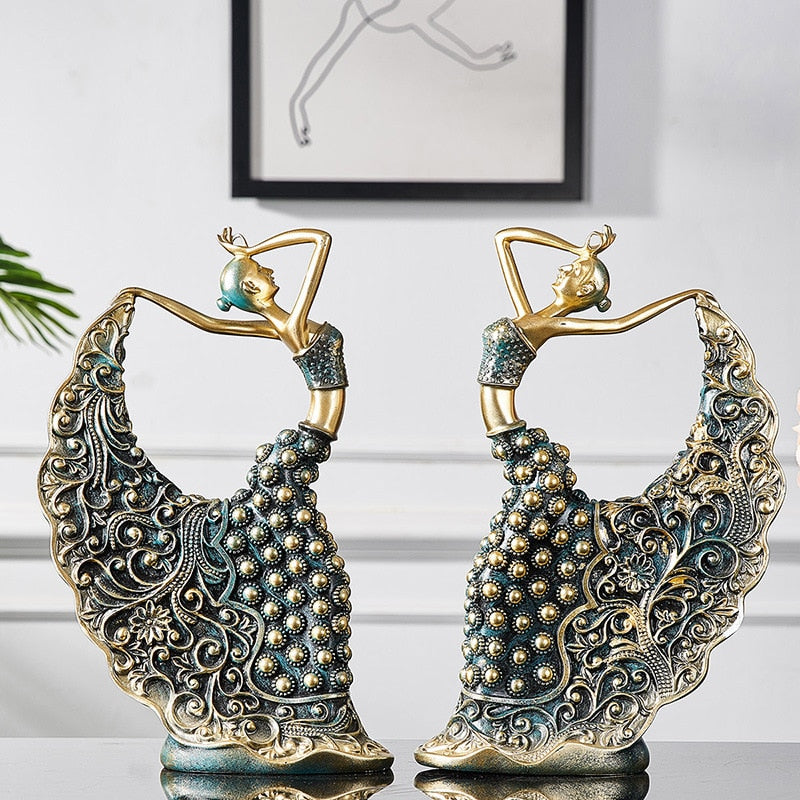 Nordic Peacock Dancer Figurines - Luxurious Resin Statue Sculpture For Home Decor Essentials