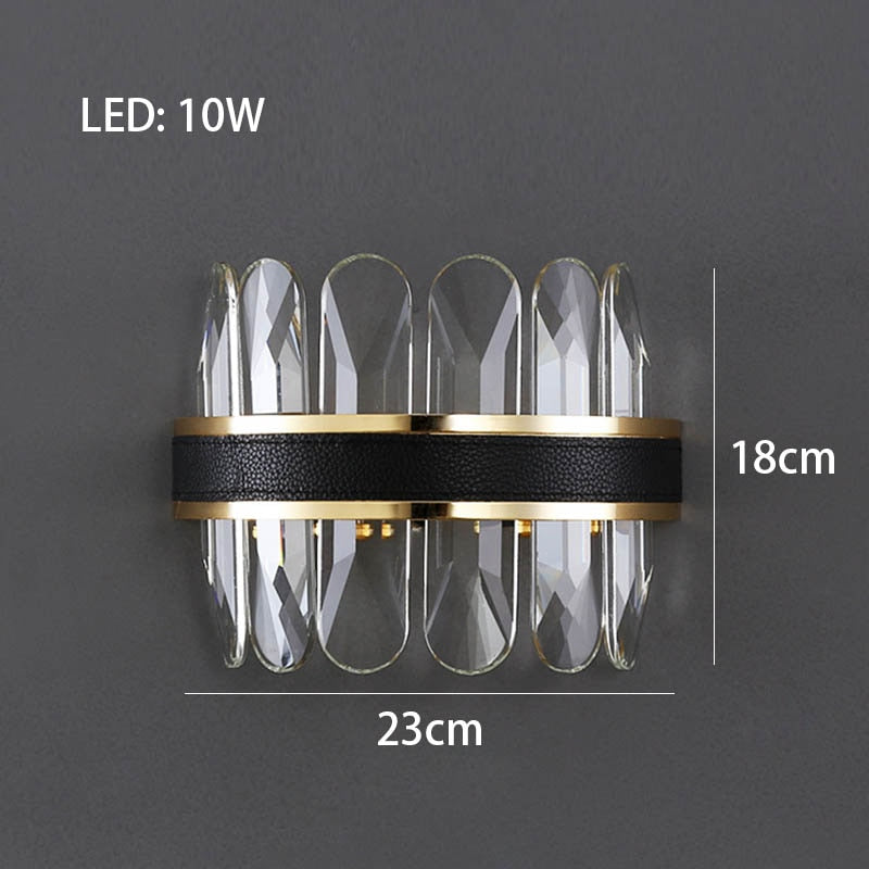 Crystal Dimmable Led Light Ceiling Chandeliers Black Leather Luxury Lustres Round Hanging Lamps