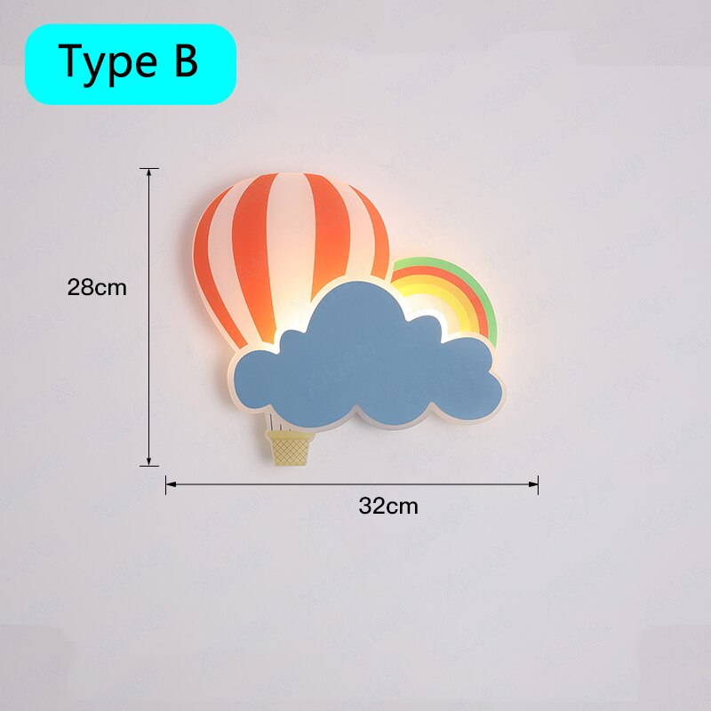 Hot Air Balloon Cloud Wall Light Creative Children Lamp For Bedroom Bedside Lighting Led Indoor