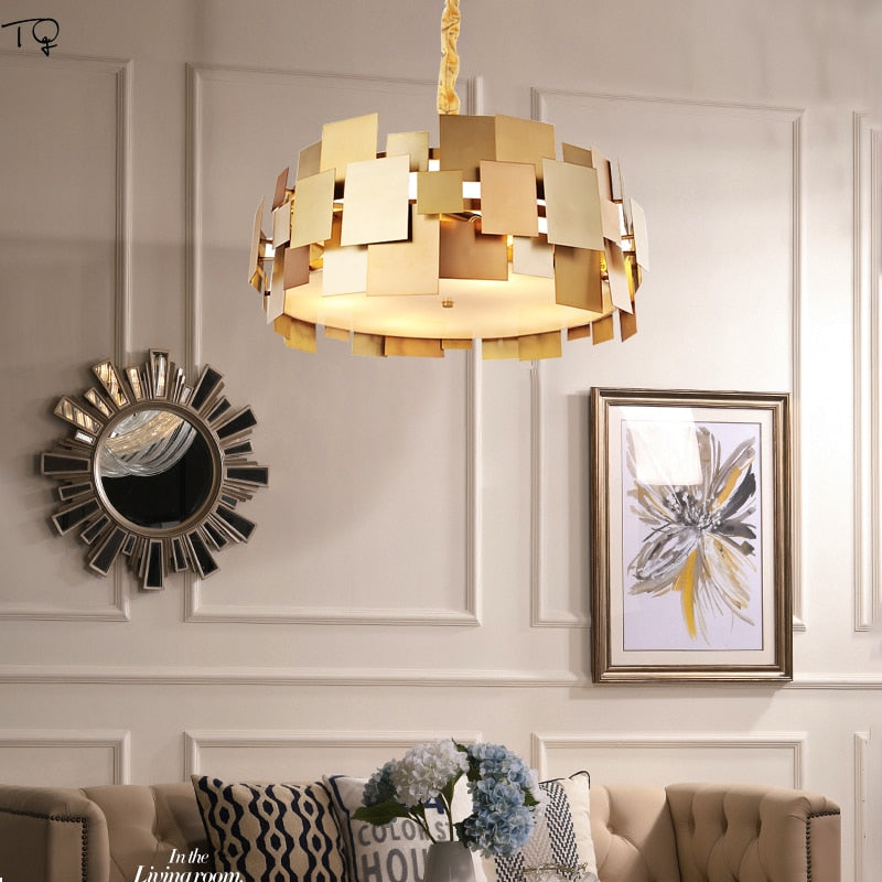 Luxury Atmosphere Lustre Gold Led Ring Chandelier Suspension Modern Art Decor Home Living Room