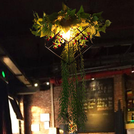 Net Red Retro Plant Pendant Light Restaurant Cafe Bar Hot Pot Shop Creative Cherry Blossom Green