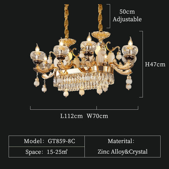 Halo - Luxury Modern Kitchen Led Crystal Chandeliers Hanging Design For Living Room 8Lights L112