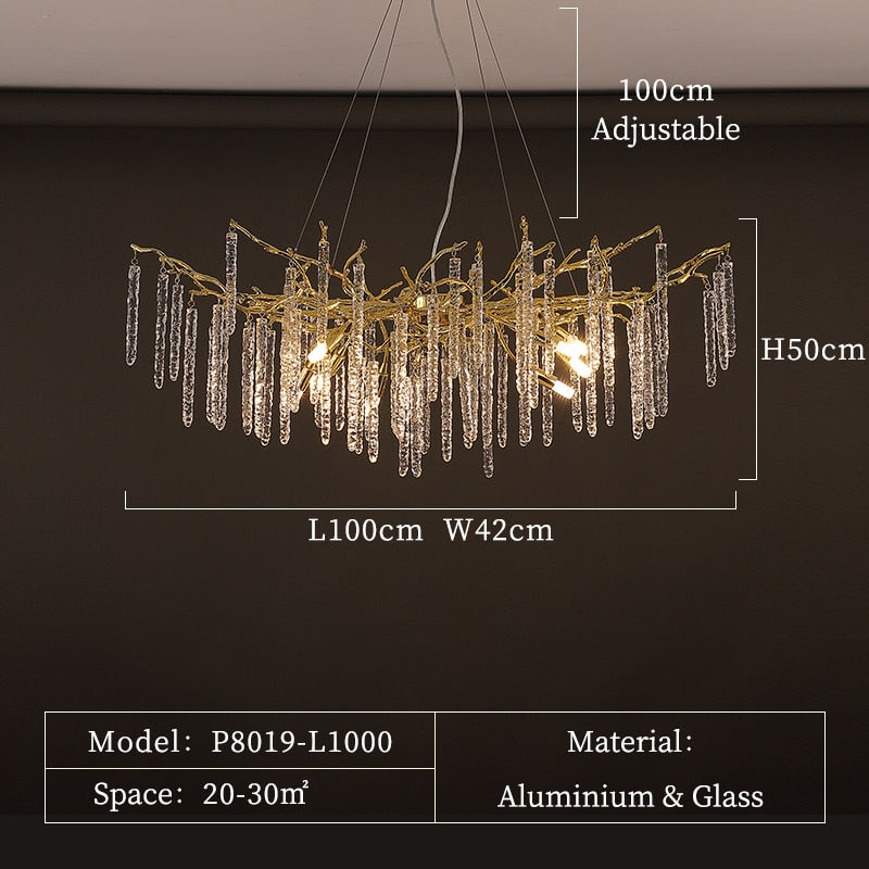 Modern Crystal Chandelier Manufacturer Golden Branch Indoor Luxury Hotel Restaurant Ceiling Hanging