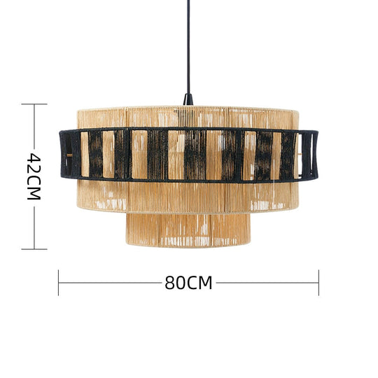 Retro Japanese Loft Wood Chandeliers Homestay Aisle Cafe Bar Hemp Rope Rattan Art Restaurant