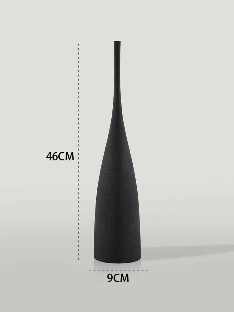 Minimalist Handmade Zen Ceramic Vase: Modern Decorative Art For Living Room And Home Black 46Cm