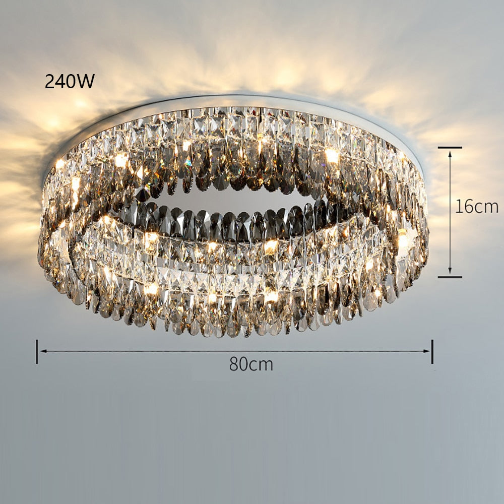 Luxury Square Crystal Led Ceiling Lights - Modern Dimmable Lamps For Elegant Living Room Decor &