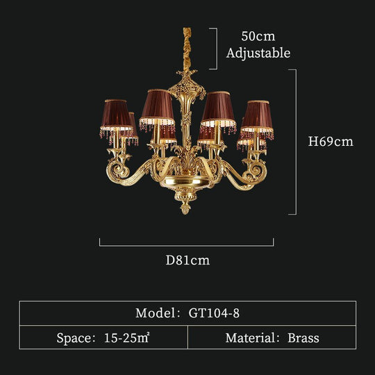 Haley - European Style Brass Hanging Ceiling Lamp Led Lighting Fixtures Classical Hotel Chandelier