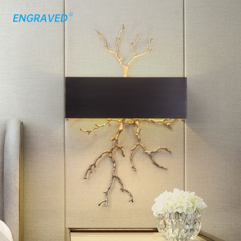 Engraved Vintage Wall Lamp Stairway Light Hallway Living Room Bedroom Tree Branch Indoor Decoration