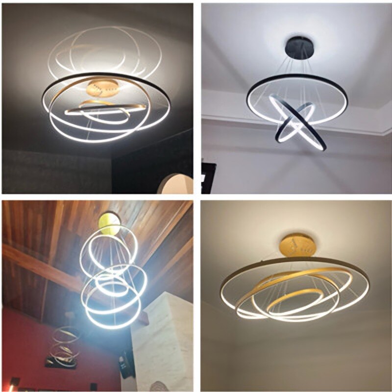 Modern 5 Ring Led Ceiling Chandelier For Living Room Dining Table Staircase Pendant Light