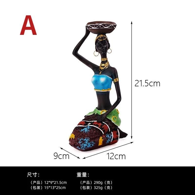 Candle Holders African Women 8.5’ Decor For Table Desk Decorative Dining Room Candleholder